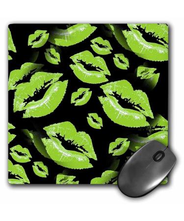 3dRose Two Kisses Collided Lip Smacking Lime Colored Lips Pattern - Mouse Pads (mp_357223_1)