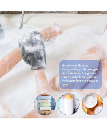 Sibba 2 Pairs Exfoliating Gloves - Body Scrubber for Dirt and Dead Skin Removal - Shower Bath Exfoliator for Tan Removal & Keratosis Pilaris - Grey - Buy Online on GoSupps.com