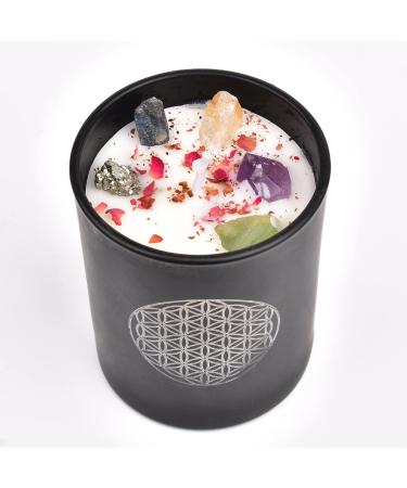 Crystal Scented Candle Engraving Flower of Life Aromatherapy Candle for Meditation Home Decor Gift