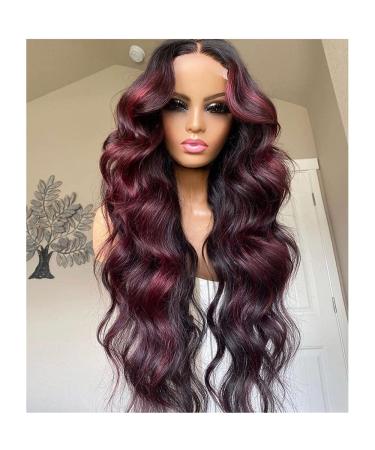 ANDRIA 99j Lace Front Wig 24 Inch Loose Wave Ombre Burgundy Red Synthetic Hair for Black Women - Buy Online on GoSupps.com