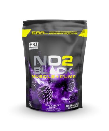 MRI NO2 Black Nitric Oxide Supplement for Pump, Muscle Growth, Vascularity & Energy - Powerful Stim-Free Pre-Workout with Citrulline (30 Servings) (Black Razzy Ripped) Black Razzy Ripped 12.59 Ounce (Pack of 1)
