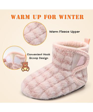 JOINFREE Baby Slippers with Non-Slip Rubber Sole for Toddler Boys and Girls - Cozy Home Booties, Stripepink, Size 3/3.5 UK - Buy Online on GoSupps.com