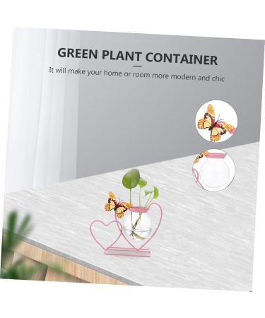 Zerodeko Wrought Iron Hydroponic Flower Pot Plein Air Frames Freesia Greenery Wall Vases for Flowers Green Plant Pot Cactus Plant Terrarium Glass Desktop Office Decorations Pink Pink 20.5X8CM - Buy Online on GoSupps.com