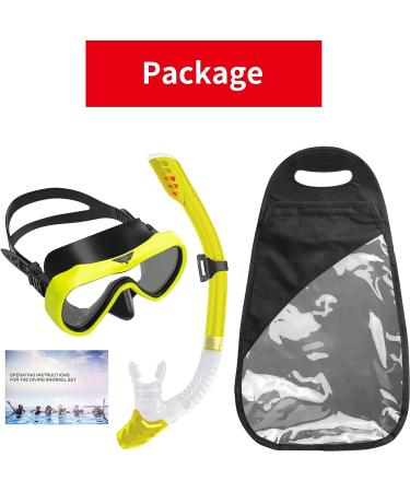 SwimStars Snorkel Set for Women and Men - Anti-Fog Comfortable Mask with Tempered Glass - Ideal for Swimming, Snorkeling, and Scuba Diving - Yellow - Buy Online on GoSupps.com