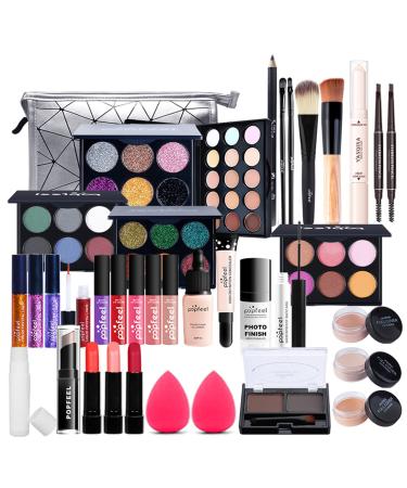 37pcs Professional makeup kit Make up set teenagers girls Girls make up set 9 to 12 With Lip gloss eye shadow mascara eyeliner concealer etc.for Teenage & Adults