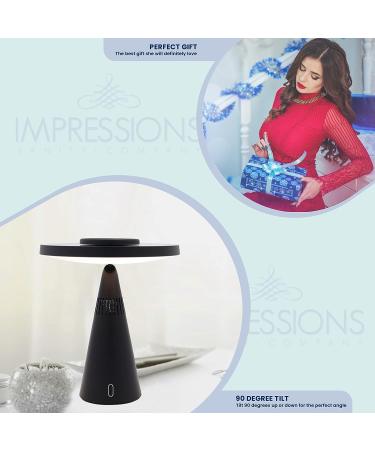 Impressions Vanity Luna Lighted Makeup Mirror - LED Strip Light, Bluetooth Speaker, 5X Magnifying Mirror - Charcoal - Buy Online on GoSupps.com