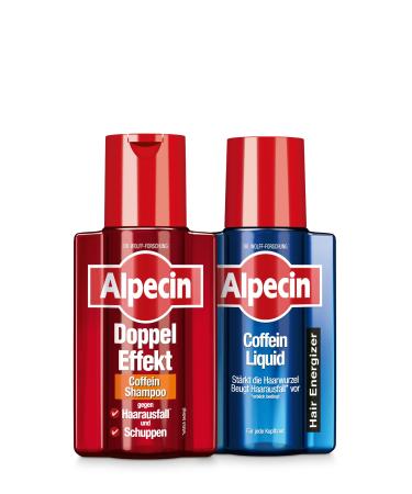 Alpecin Alpecin Double Effect Caffeine Liquid Caffeine Shampoo 2 x 200 ml Kit Against Hair Loss and Dandruff - Tonic to Strengthen Hair Roots - Double Shampoo