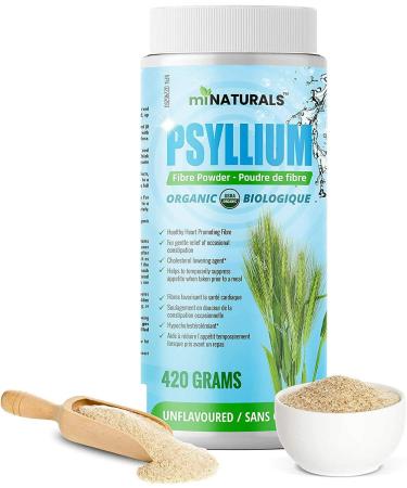 miNATURALS Organic Psyllium Husk Powder 420 g USDA Organic Certified Gluten Free Vegan Non-GMO Unflavoured