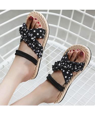 HSYHKDSY Women's Black Flat Sandals - Sparkly Glitter Summer Shoes for Holidays | Comfortable & Elegant | Size 5.5 UK - Buy Online on GoSupps.com