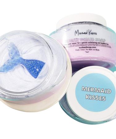 Mermaid Tail Whipped Exfoliating Sugar Scrub. Handmade Soap. Summer Ocean Beach Scented Skin Care