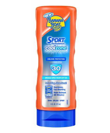 Banana Boat Sunscreen Sport Performance Cool Zone Broad Spectrum Sun Care Sunscreen Lotion - SPF 30 6 Ounce