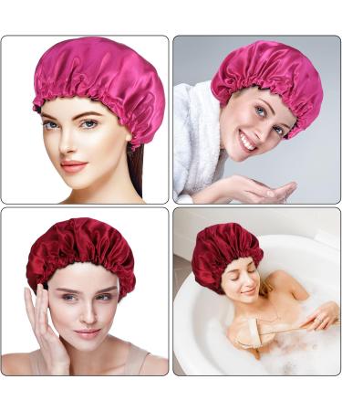 Fuyamp 2 Packs Satin Sleep Cap Adjustable Silky Sleep Bonnet for Women Long Curly Hair Double-Sided Waterproof Satin Hair Cap Extra Large Sleep Satin Bonnet for Women Girls Sleeping Black+Rose Red - Buy Online on GoSupps.com