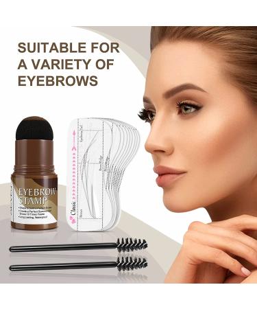 Dark Brown Eyebrow Stamp Stencil Kit - Long Lasting Waterproof Makeup with 10 Reusable Stencils - Buy Online on GoSupps.com