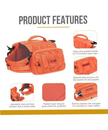 OneTigris Mammoth Dog Backpack 2.0 - Tear-Proof Camping & Hiking Gear for Medium/Large Dogs (M Orange) - International Shipping Available - Buy Online on GoSupps.com