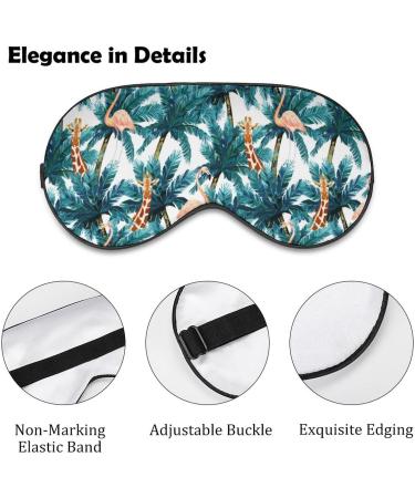 Exotic Palm Tree Giraffe & Flamingo Sleep Mask Adjustable Eye Shades for Women | Comfortable & Stylish - Buy Online on GoSupps.com