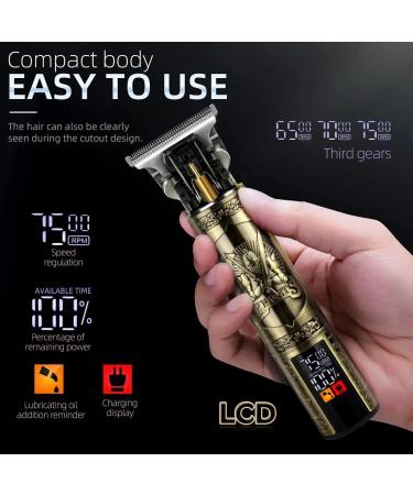 Professional Cordless Hair Trimmer & T-Blade Clippers for Men - Zero Gapped Edgers with LCD Display | Gold Grooming Kit - Buy Online on GoSupps.com