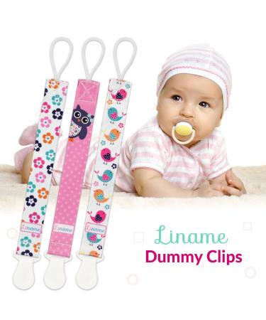 Liname Neutral Pacifier Clip - 3 Pack for Boys & Girls - Baby Binky Holder - Spring Flowers Design - Buy Online on GoSupps.com