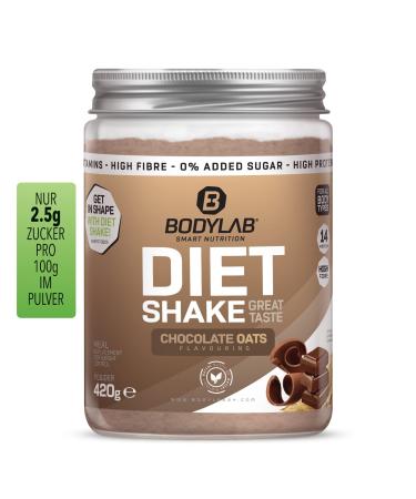 BODYLAB24 Diet Shake Chocolate Oats Flavouring 420G diet shake for easy weight loss meal set with valuable fiber and protein only 250 kcal per portion of chocolate oats 420 g (1 Pack)
