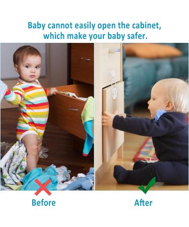 12 Pieces Baby Safety Locks - Childproof Cupboard Strap Set with 2 Sizes - Transparent Latches for Cabinet Drawer Safety - Buy Online on GoSupps.com