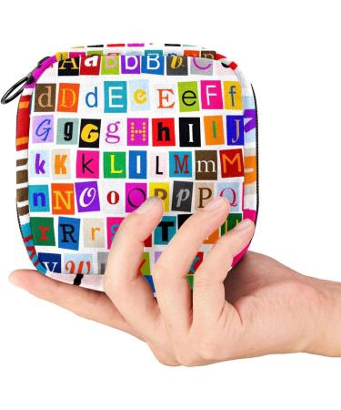 Menstrual Pad Bag with Zipper | Ladies Napkin Pouch & Tampon Organizer for Women & Girls | Stylish Alphabet Design - Buy Online on GoSupps.com