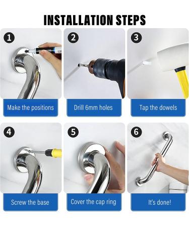 30cm Bathroom Grab Bar Stainless Steel Bath Shower Grab Rail Indoor & Outdoor Deck Hand Rail Safety Grab Bar Staircase Steps Handrail Safety Hand Rail Support Handicap Elderly Injury Assist - Buy Online on GoSupps.com