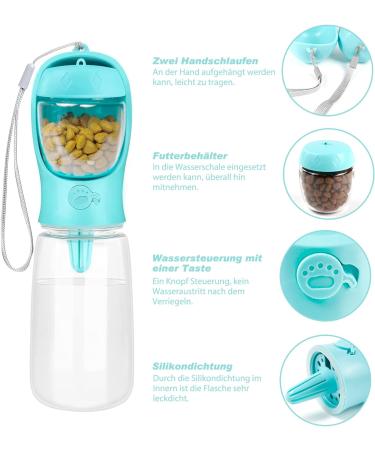 Nepfaivy 550ml Portable Dog Water Bottle & Feed Container Ideal for Hiking & Travel - Buy Online on GoSupps.com