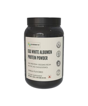 Sharrets Egg White Albumen Protein Powder 2.2 lbs Vanilla Flavored Protein Powder for Women Men Adults Athletes Bodybuilding Beginners Boys Girls Family Halal Certified - Non GMO Gluten Dairy Free