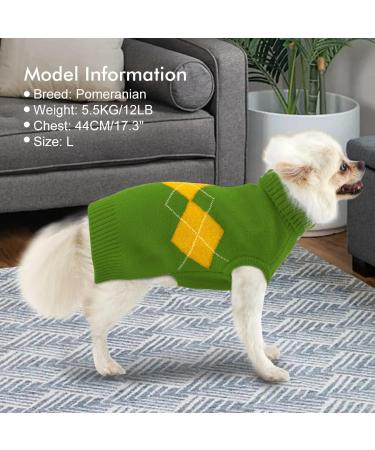 Shop Pet Soft Winter Sweater for Dogs | Warm Knitted Wool Clothing for Small & Medium Breeds - XXL Green - Buy Online on GoSupps.com