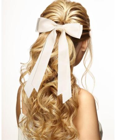 MUNSKT 3PCS Hair Bows Clip Black White Hair Bow with Long Silky Satin French Hair Bows for Women - Buy Online on GoSupps.com