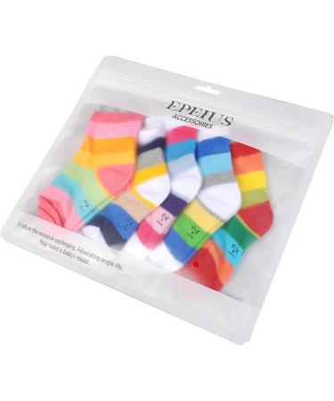 EPEIUS Kids Girls' 5 Pack Seamless Rainbow Stripes Crew Socks - Size Medium, Assorted Colors - Buy Online on GoSupps.com