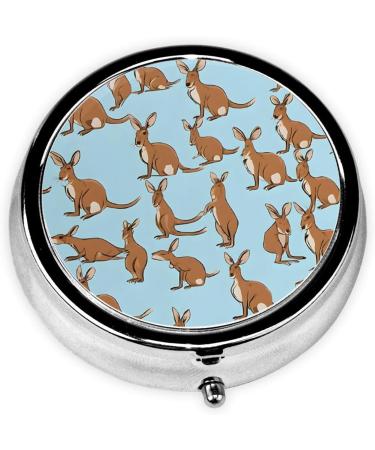 Funny Kangaroo Zoo Mini Round Pill Box | 3-Compartment Pill Organizer | Travel-Friendly & Portable Medicine Case for Home & Office - Buy Online on GoSupps.com