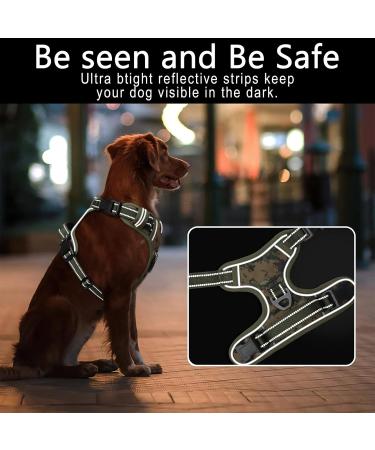 Shop Heele Adjustable Reflective Dog Harness for Large Dogs - Anti-Pull Padded Handle Camouflage Green - XL (53-97cm) - Buy Online on GoSupps.com