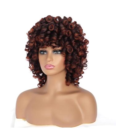 Buy Porsmeer Afro Wig for Women | Large Curly Synthetic Hair Wig | Short Black & Copper-Red Bob for Halloween Cosplay Costume - Buy Online on GoSupps.com