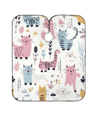 Kigai Cartoon Cats Barber Cape Professional Salon Hair Cutting Cape with Adjustable Snap Closure Waterproof Hairdressing Cape Haircut Cape for Men Women