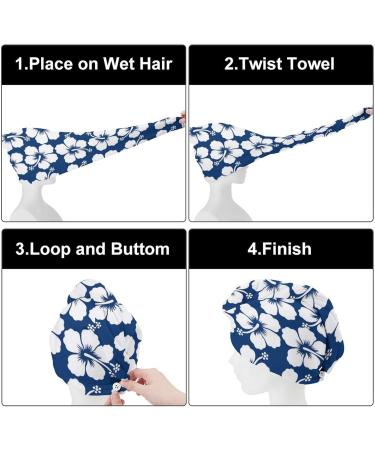 Buy Blue Hibiscus Microfiber Hair Towel Wrap - Super Absorbent 10x26 Inch Hair Turban for Women - Buy Online on GoSupps.com