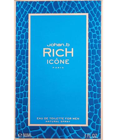 Johan B. Rich Icone for Men Eau De Toilette Spray 3 Ounce Fresh 3 Fl Oz (Pack of 1) - Buy Online on GoSupps.com