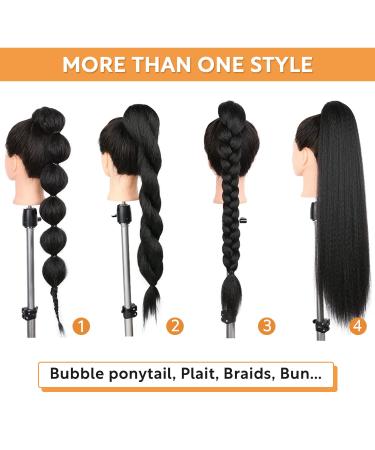 WIGNEE Kinky Straight Wrap Around Ponytail Extension - Natural Black 30 Inch for Black Women - Buy Online on GoSupps.com