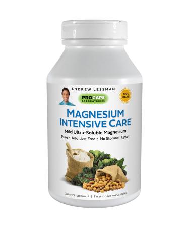 Andrew Lessman Magnesium Intensive Care 60 Capsules  200mg Mild Ultra-Soluble Magnesium Supports Nerves Muscles Brain and Heart No Additives Gentle to Even The Most Sensitive Stomachs