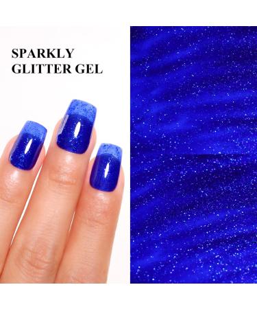 Imtiti Glitter Gel Nail Polish Deep Blue Iridescent Glitter Gel Polish Soak Off LED UV Diamond Shimmer Sparkle Nail Gel Polish Fall Winter Manicure Gel Nail Polish Kit 15ML - Buy Online on GoSupps.com