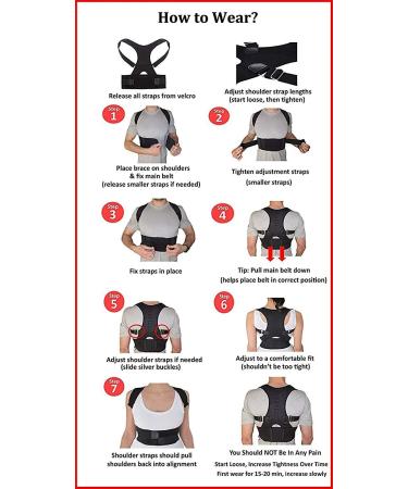 Magnetic Back Support Posture Corrector - 10 Magnets Adjustable Straps Breathable Mesh Panels - Black XXL | Shop Internationally - Buy Online on GoSupps.com