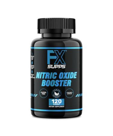 FX Supps Nitric Oxide Booster | Bodybuilding Pre Workout Pills for Men and Women (1 Pack of 120 Capsules) Boost Energy Pump & Vascularity | Muscle Builder Supplement with Arginine Best for Athletes