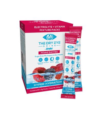 l Ultimate Hydration for Dry Eyes l Sugar-Free Electrolyte Powder Packets l Blended with Vitamins Green Tea Turmeric Taurine and DHA l 5g x 20 Packets (Mixed Berry)