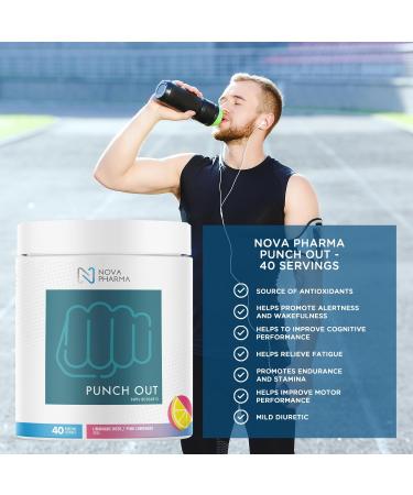 Nova Pharma Punch Out Pre Workout Powder L-Carnitine and Antioxidant-Rich Pre Workout Supplement Boost Stamina and Endurance for Gym Training and Workouts - 40 Servings (Pink Lemonade) - Buy Online on GoSupps.com