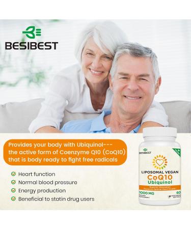 1000mg Liposomal Ubiquinol CoQ10 Supplement - 120 Vegan Softgels for Heart Health & Energy - High Absorption Antioxidant (Pack of 2 - Buy Online on GoSupps.com