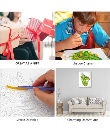 Uniquilling Quilling Kit for Adults - Green Dragon 16x20 Inch DIY Paper Filigree Painting Set | Quilling Tools for Home Decor and Gifts (Basic) - Buy Online on GoSupps.com