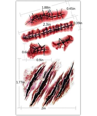 10pcs Realistic Fake Bloody Wound Stitch Scar Waterproof Temporary Tattoo Sticker Halloween Makeup Props - Buy Online on GoSupps.com
