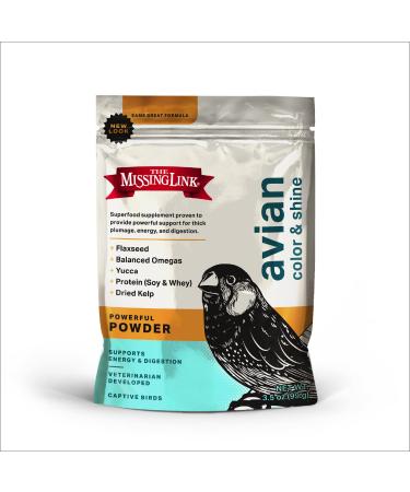 The Missing Link Avian Color & Shine Superfood Supplement Powder for Captive Birds - Flaxseed, Yucca, Kelp, Phytonutrients & Protein - Supports Energy, Plumage, Digestive & Immune Health - 3.5oz 3.5 Ounce (Pack of 1)