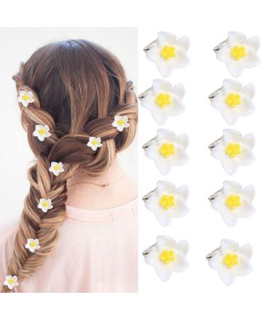 10PCS Mini Flower Hair Clips Small Cute Tiny Mini Claw Clips Flower Clips For Women Girls One Size White