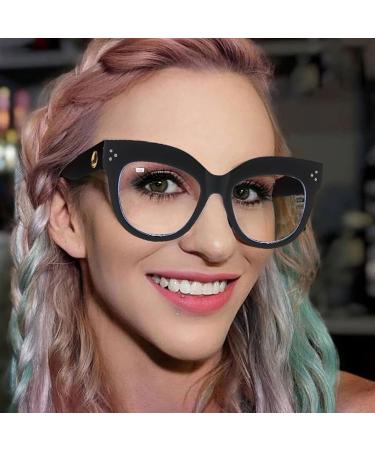 Shop LJCZKA Oversized Blue Light Blocking Cat Eye Glasses for Women - Retro Thick Frame Anti Eye Strain Eyewear - Buy Online on GoSupps.com