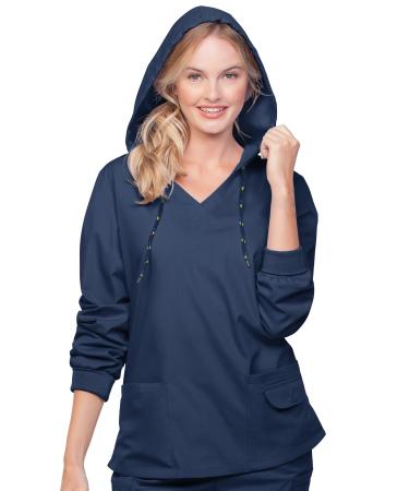 Strictly Scrubs Women's 4-Pocket Pullover Hoodie (XS-3X 12 Colors)  Medical Uniform Warm Up Scrub Jacket 3X-Large Navy